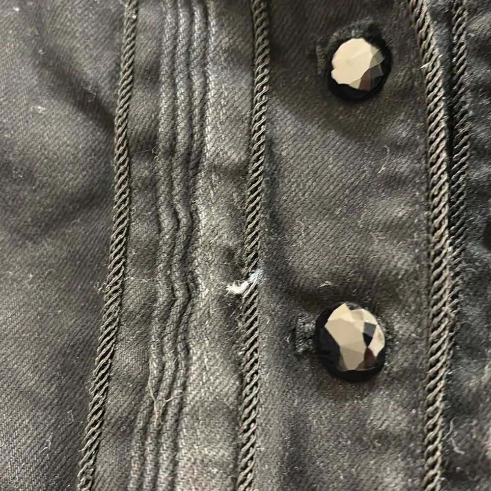 Ralph Lauren black denim woman's jacket w velvet at the collar/sparkly buttons - Picture 5 of 16